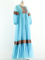 Turquoise Embroidered Trapeze Dress Dress arcadeshops.com
