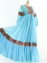 Turquoise Embroidered Trapeze Dress Dress arcadeshops.com
