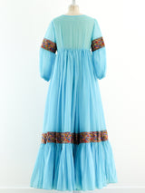Turquoise Embroidered Trapeze Dress Dress arcadeshops.com