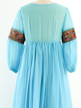 Turquoise Embroidered Trapeze Dress Dress arcadeshops.com