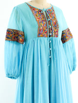 Turquoise Embroidered Trapeze Dress Dress arcadeshops.com