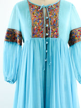 Turquoise Embroidered Trapeze Dress Dress arcadeshops.com