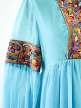 Turquoise Embroidered Trapeze Dress Dress arcadeshops.com