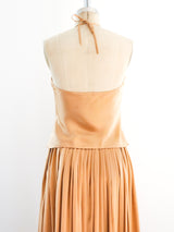 1980's Calvin Klein Blush Silk Halter Ensemble Suit arcadeshops.com