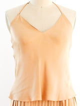 1980's Calvin Klein Blush Silk Halter Ensemble Suit arcadeshops.com