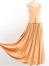 1980's Calvin Klein Blush Silk Halter Ensemble Suit arcadeshops.com