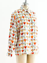 Gianni Versace Silk Heart Print Blouse Top arcadeshops.com
