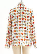 Gianni Versace Silk Heart Print Blouse Top arcadeshops.com