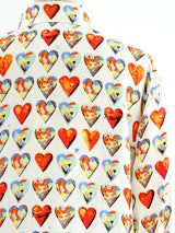 Gianni Versace Silk Heart Print Blouse Top arcadeshops.com