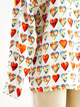 Gianni Versace Silk Heart Print Blouse Top arcadeshops.com