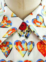 Gianni Versace Silk Heart Print Blouse Top arcadeshops.com
