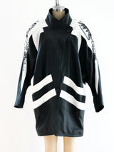 Black and White Longline Leather Jacket Jacket arcadeshops.com