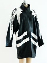 Black and White Longline Leather Jacket Jacket arcadeshops.com