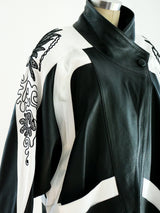 Black and White Longline Leather Jacket Jacket arcadeshops.com