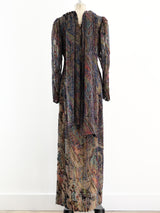 Pauline Trigere Devore Velvet Paisley Dress Dress arcadeshops.com