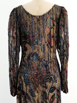 Pauline Trigere Devore Velvet Paisley Dress Dress arcadeshops.com