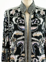 Sequin and Bead Embellished Silk Jacket Jacket arcadeshops.com