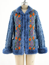 Indigo Floral Hand Knit Jacket Jacket arcadeshops.com