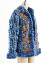Indigo Floral Hand Knit Jacket Jacket arcadeshops.com