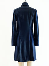 1960's Blue Satin Jersey Shirt Dress Dress arcadeshops.com