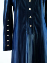 1960's Blue Satin Jersey Shirt Dress Dress arcadeshops.com