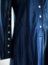 1960's Blue Satin Jersey Shirt Dress Dress arcadeshops.com