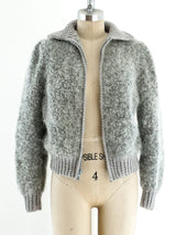 Grey Zip Front Bomber Sweater Jacket arcadeshops.com