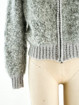 Grey Zip Front Bomber Sweater Jacket arcadeshops.com