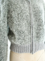 Grey Zip Front Bomber Sweater Jacket arcadeshops.com