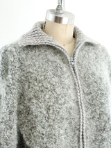 Grey Zip Front Bomber Sweater Jacket arcadeshops.com