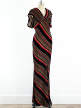 1930's Striped Velvet Bias Gown Dress arcadeshops.com