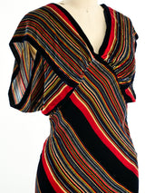 1930's Striped Velvet Bias Gown Dress arcadeshops.com