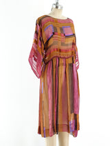 Striped Silk Chiffon Midi Dress Dress arcadeshops.com