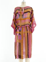 Striped Silk Chiffon Midi Dress Dress arcadeshops.com