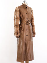 Gucci Leather Coat with Fur Sleeves Jacket arcadeshops.com