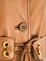 Gucci Leather Coat with Fur Sleeves Jacket arcadeshops.com