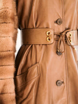 Gucci Leather Coat with Fur Sleeves Jacket arcadeshops.com