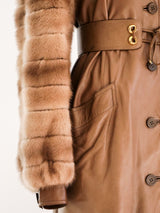 Gucci Leather Coat with Fur Sleeves Jacket arcadeshops.com
