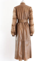 Gucci Leather Coat with Fur Sleeves Jacket arcadeshops.com