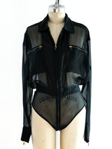 Claude Montana Sheer Bodysuit Top arcadeshops.com