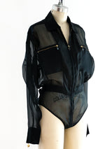 Claude Montana Sheer Bodysuit Top arcadeshops.com