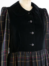 Yves Saint Laurent Plaid and Velvet Dress Dress arcadeshops.com