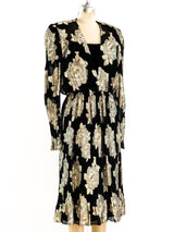 Albert Nipon Floral Lame Chiffon Dress Dress arcadeshops.com