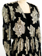 Albert Nipon Floral Lame Chiffon Dress Dress arcadeshops.com