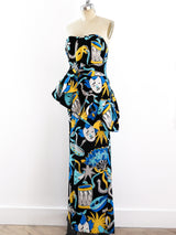 1987 Yves Saint Laurent Harlequin Mask Print Dress Dress arcadeshops.com