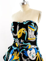 1987 Yves Saint Laurent Harlequin Mask Print Dress Dress arcadeshops.com