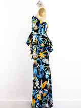 1987 Yves Saint Laurent Harlequin Mask Print Dress Dress arcadeshops.com