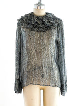 Ruffled Silk Chiffon Blouse Top arcadeshops.com
