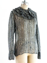 Ruffled Silk Chiffon Blouse Top arcadeshops.com