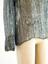 Ruffled Silk Chiffon Blouse Top arcadeshops.com